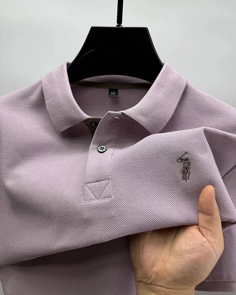 SaneShoppe-Luxury Men's Cotton Polo Shirt with Embroidered Horse Logo