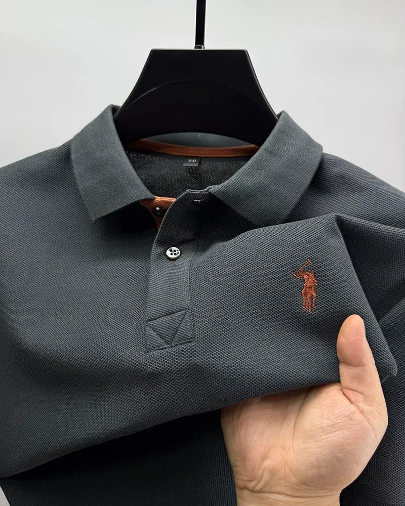 SaneShoppe-Luxury Men's Cotton Polo Shirt with Embroidered Horse Logo