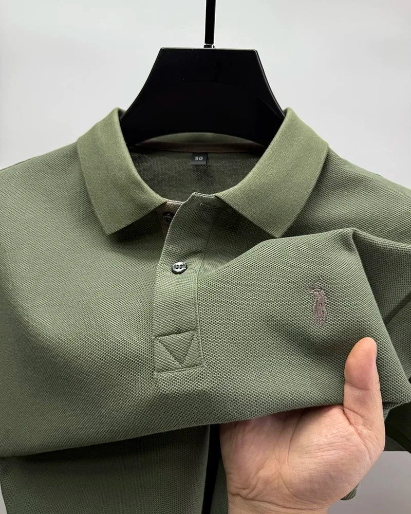 SaneShoppe-Luxury Men's Cotton Polo Shirt with Embroidered Horse Logo