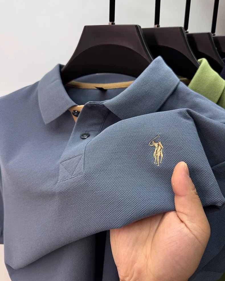 SaneShoppe-Luxury Men's Cotton Polo Shirt with Embroidered Horse Logo