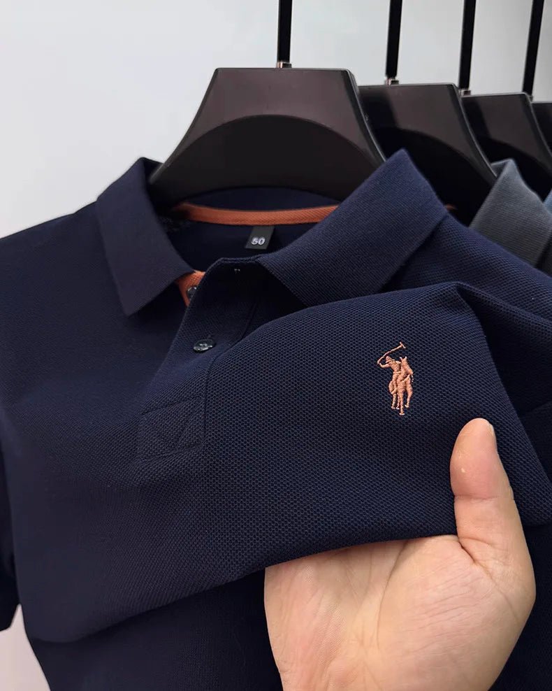 SaneShoppe-Luxury Men's Cotton Polo Shirt with Embroidered Horse Logo
