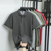 SaneShoppe-Men's Classic Polo Shirt: High-End Business & Leisure Wear, 100% Cotton for Daily Comfort