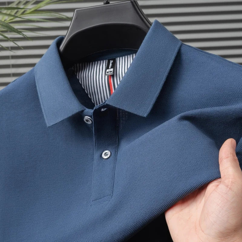 SaneShoppe-Men's Classic Polo Shirt: High-End Business & Leisure Wear, 100% Cotton for Daily Comfort