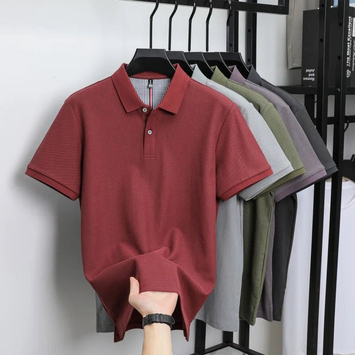 SaneShoppe-Men's Classic Polo Shirt: High-End Business & Leisure Wear, 100% Cotton for Daily Comfort