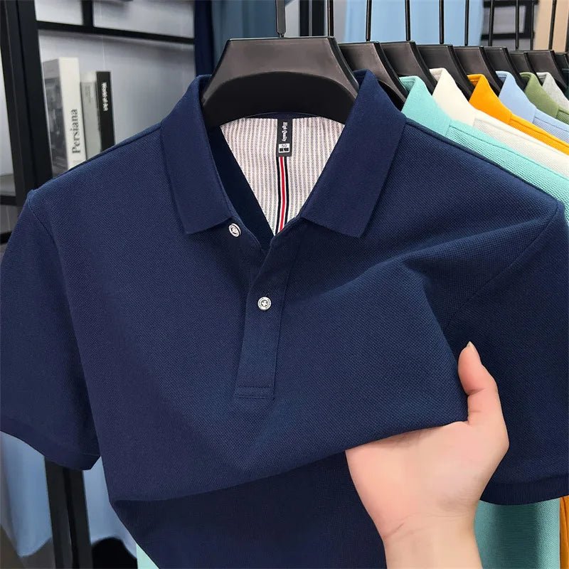 SaneShoppe-Men's Summer Polo Shirt: Breathable Cotton, Korean Style, Business Casual
