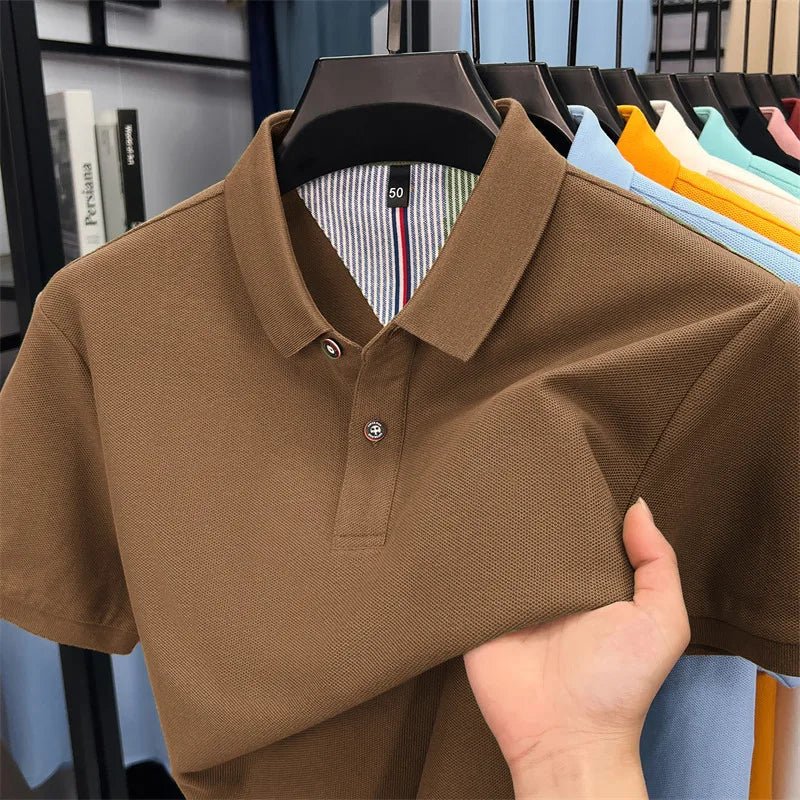 SaneShoppe-Men's Summer Polo Shirt: Breathable Cotton, Korean Style, Business Casual