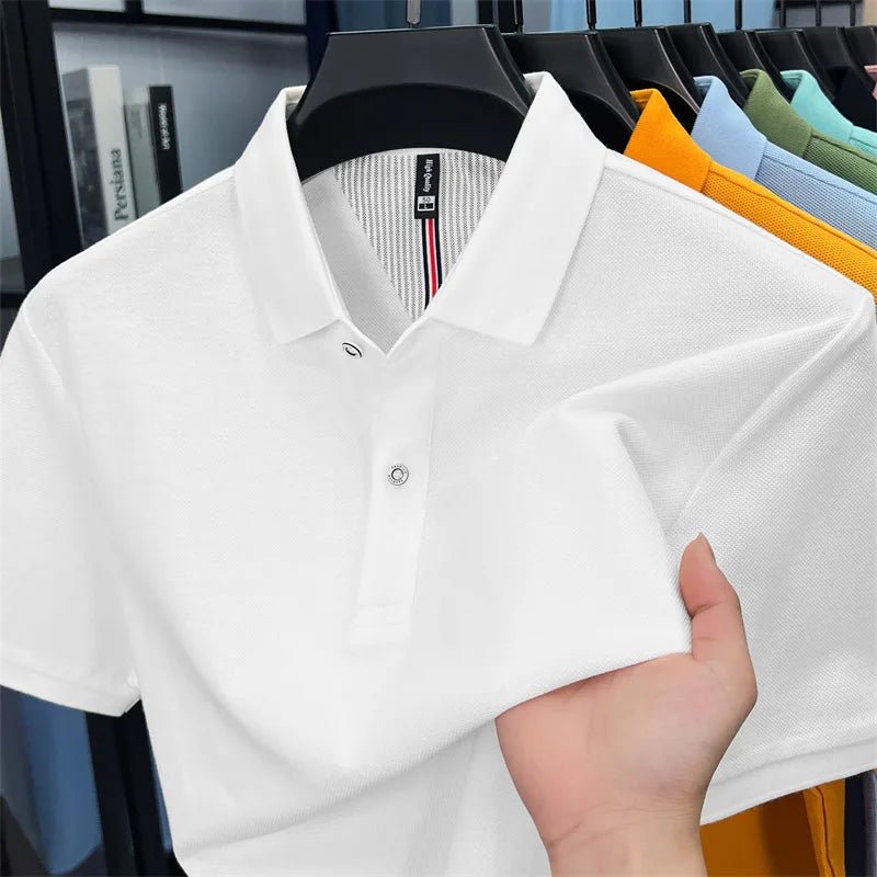 SaneShoppe-Men's Summer Polo Shirt: Breathable Cotton, Korean Style, Business Casual