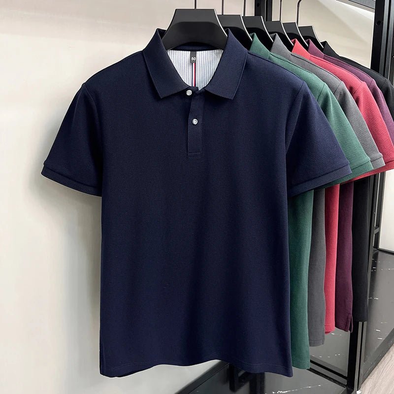 SaneShoppe-Men's Summer Polo Shirt: Breathable Cotton, Korean Style, Business Casual
