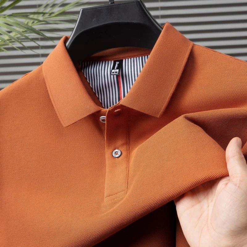 SaneShoppe-High-Quality Men's Polo Shirt: Summer Fashion Solid Color Striped T-Shirt