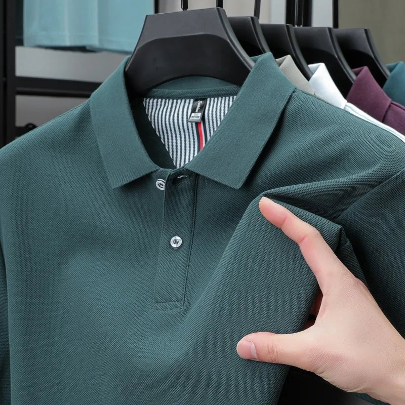 SaneShoppe-High-Quality Men's Polo Shirt: Summer Fashion Solid Color Striped T-Shirt