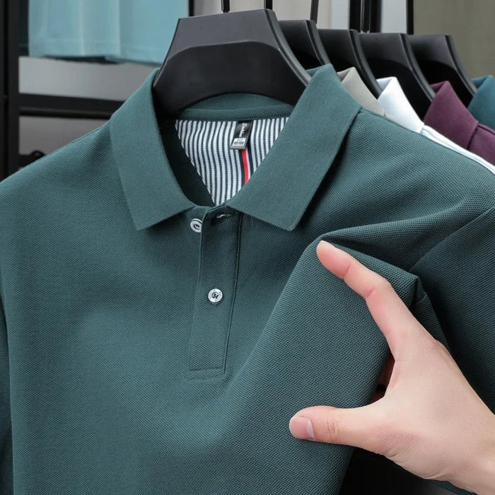 SaneShoppe-High-Quality Men's Polo Shirt: Summer Fashion Solid Color Striped T-Shirt