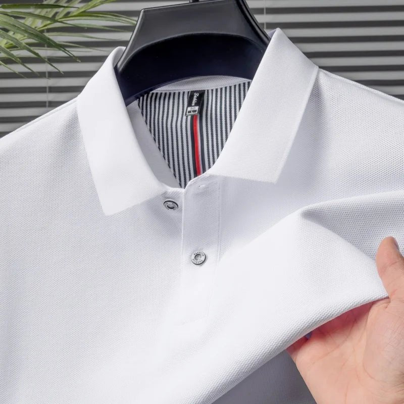 SaneShoppe-High-Quality Men's Polo Shirt: Summer Fashion Solid Color Striped T-Shirt