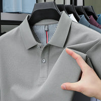 SaneShoppe-High-Quality Men's Polo Shirt: Summer Fashion Solid Color Striped T-Shirt