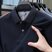 SaneShoppe-High-Quality Men's Polo Shirt: Summer Fashion Solid Color Striped T-Shirt