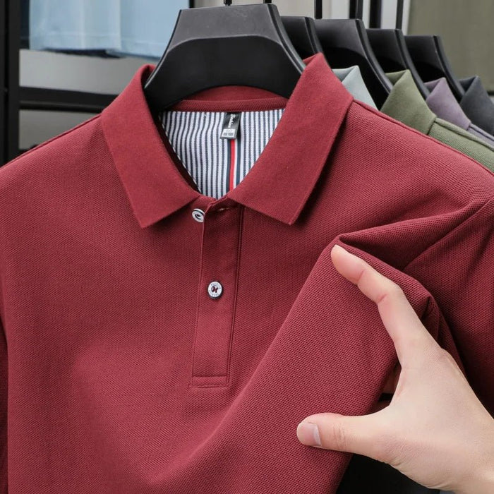 SaneShoppe-High-Quality Men's Polo Shirt: Summer Fashion Solid Color Striped T-Shirt