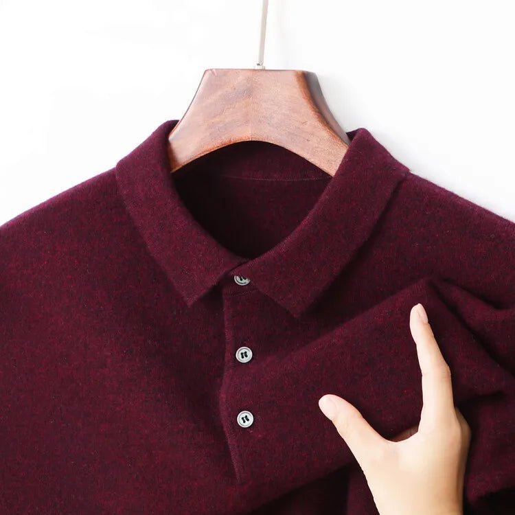 SaneShoppe - 100% Wool. High - quality Men's Warm Sweater, Business Casual Stretchable POLO Shirt, Fall/winter Pullover Knitted Sweater.