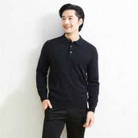 SaneShoppe - 100% Wool. High - quality Men's Warm Sweater, Business Casual Stretchable POLO Shirt, Fall/winter Pullover Knitted Sweater.