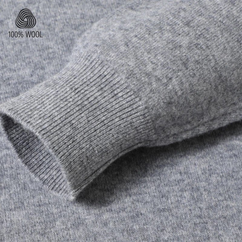 SaneShoppe - 100% Wool. High - quality Men's Warm Sweater, Business Casual Stretchable POLO Shirt, Fall/winter Pullover Knitted Sweater.