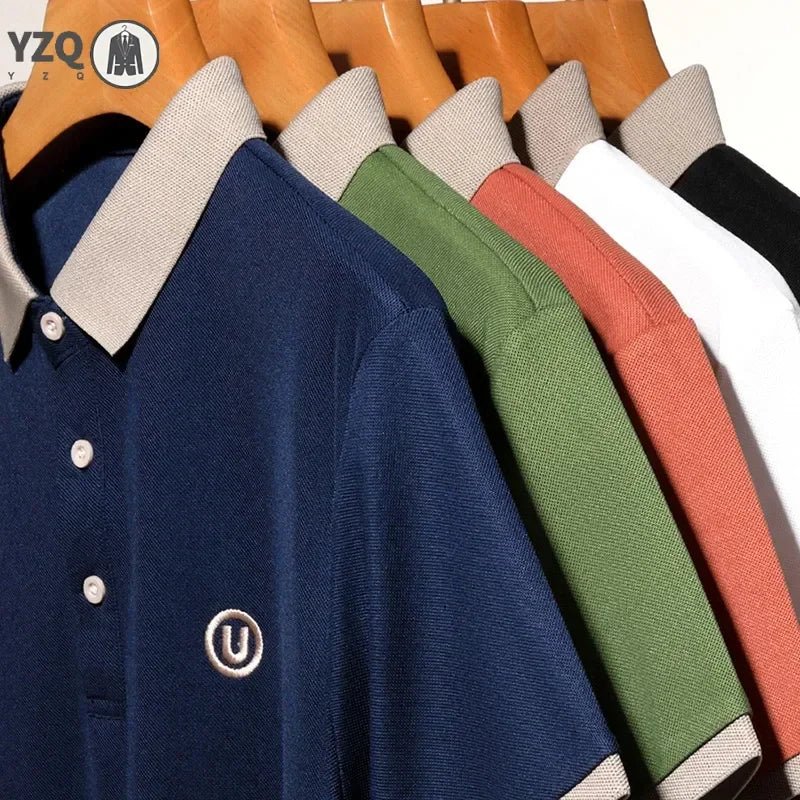 SaneShoppe-2024 Men's Embroidered Cotton Business POLO Shirt - Comfortable & Breathable