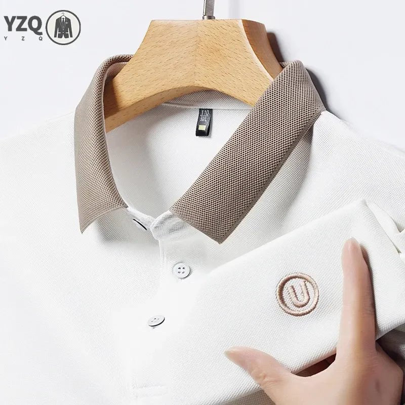 SaneShoppe-2024 Men's Embroidered Cotton Business POLO Shirt - Comfortable & Breathable