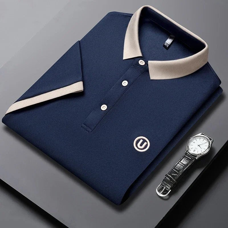 SaneShoppe-2024 Men's Embroidered Cotton Business POLO Shirt - Comfortable & Breathable