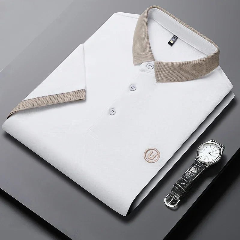 SaneShoppe-2024 Men's Embroidered Cotton Business POLO Shirt - Comfortable & Breathable