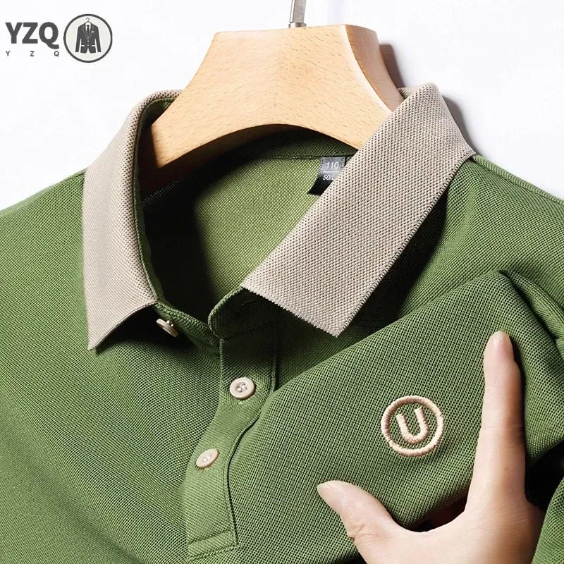 SaneShoppe-2024 Men's Embroidered Cotton Business POLO Shirt - Comfortable & Breathable
