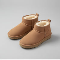 SaneShoppe-Stylish Winter Snow Boots with Sheepskin & Leather, Trendy Casual Warm Shoes