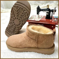 SaneShoppe-Stylish Winter Snow Boots with Sheepskin & Leather, Trendy Casual Warm Shoes