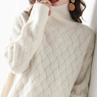 SaneShoppe-2024 Winter Women's Cashmere Oversized Sweater Pullover Long Sleeve S-3XL