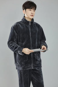 SaneShoppe-Men's Flannel Pajama Set | Soft Sleepwear for Autumn Winter 2026