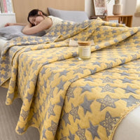 SaneShoppe - 2025 new cotton jacquard three - layer yarn wool towel quilt pure cotton blanket sofa cover blanket shawl blanket