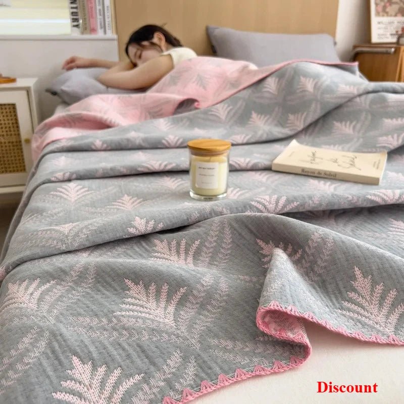 SaneShoppe - 2025 new cotton jacquard three - layer yarn wool towel quilt pure cotton blanket sofa cover blanket shawl blanket