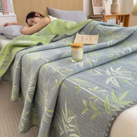 SaneShoppe - 2025 new cotton jacquard three - layer yarn wool towel quilt pure cotton blanket sofa cover blanket shawl blanket