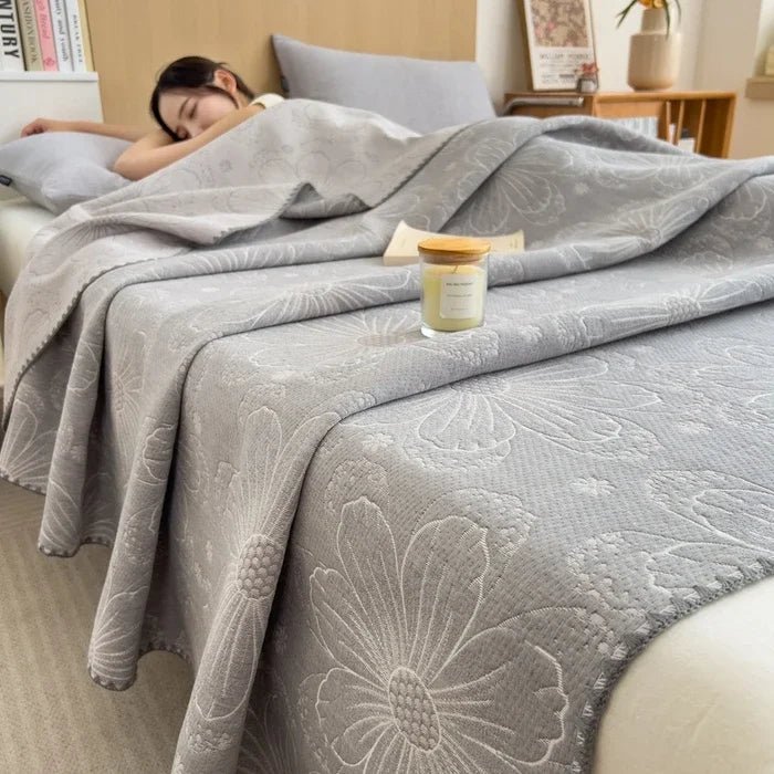 SaneShoppe - 2025 new cotton jacquard three - layer yarn wool towel quilt pure cotton blanket sofa cover blanket shawl blanket