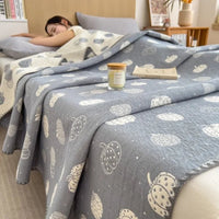 SaneShoppe - 2025 new cotton jacquard three - layer yarn wool towel quilt pure cotton blanket sofa cover blanket shawl blanket