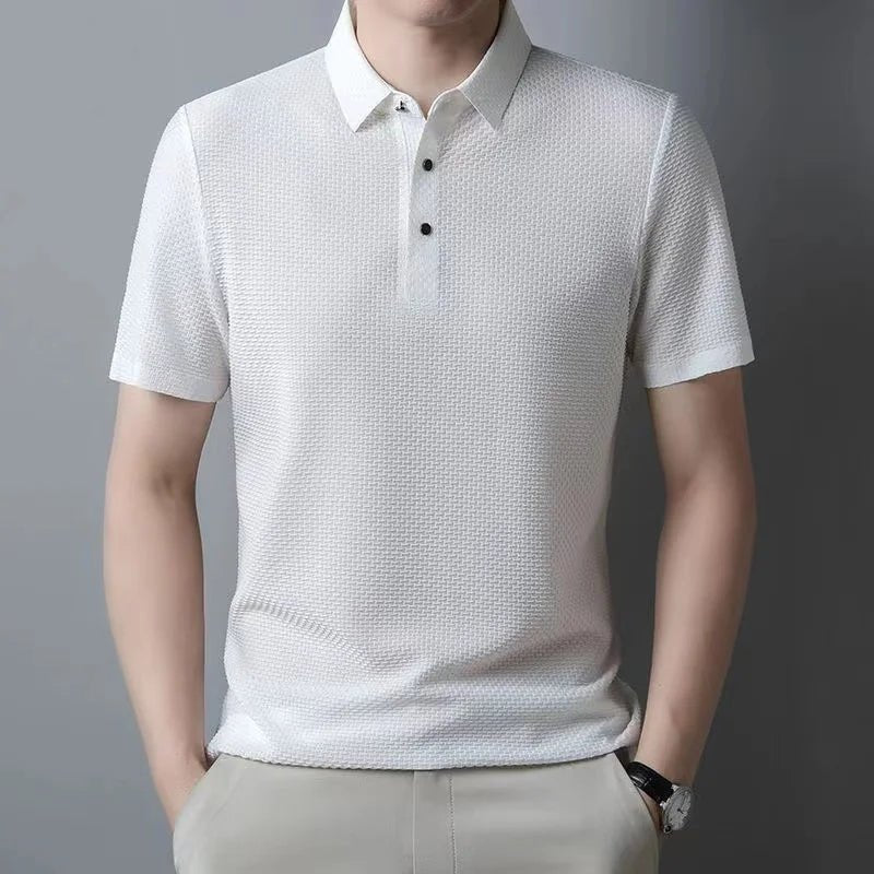 SaneShoppe-Men's Breathable M-4XL Summer T-shirt Business Casual Top 2026