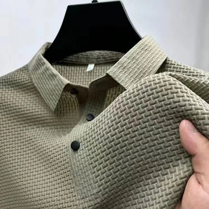 SaneShoppe-Men's Breathable M-4XL Summer T-shirt Business Casual Top 2026