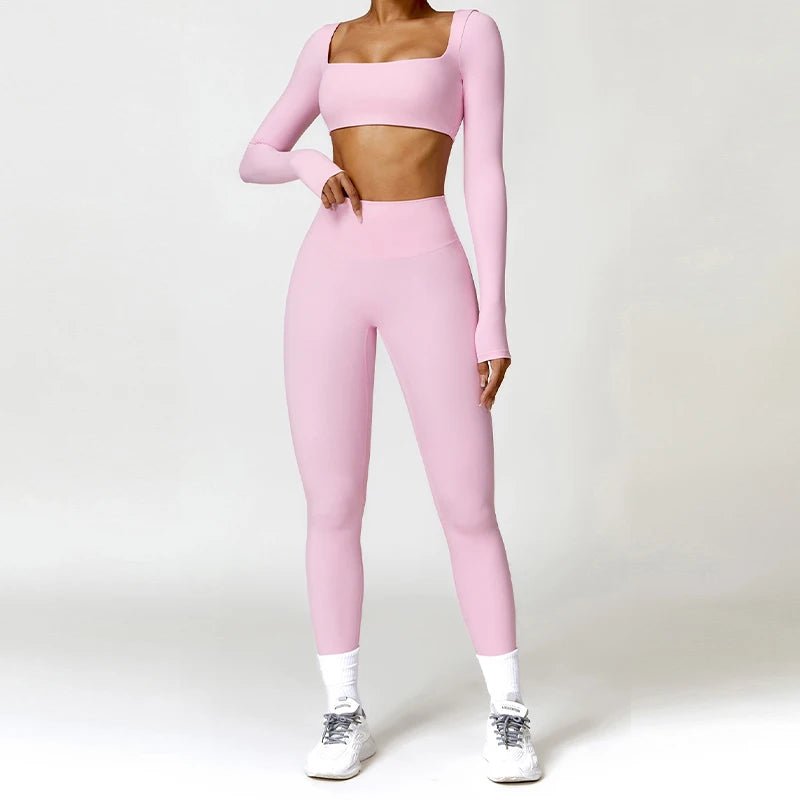 SaneShoppe-Women's Yoga Gym Set 2PCS Quick-Drying Sports Suit Long Sleeve Running Workout