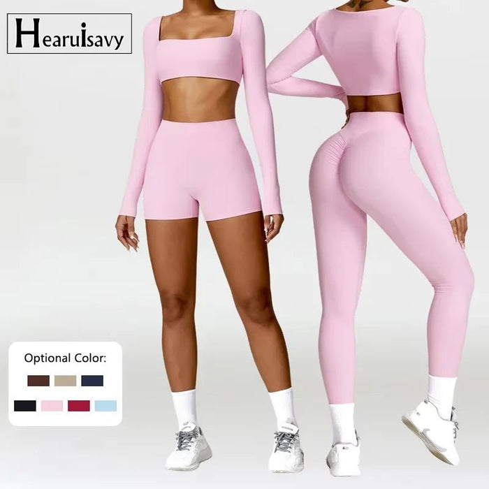 SaneShoppe-Women's Yoga Gym Set 2PCS Quick-Drying Sports Suit Long Sleeve Running Workout