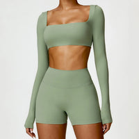 SaneShoppe-Women's Yoga Gym Set 2PCS Quick-Drying Sports Suit Long Sleeve Running Workout