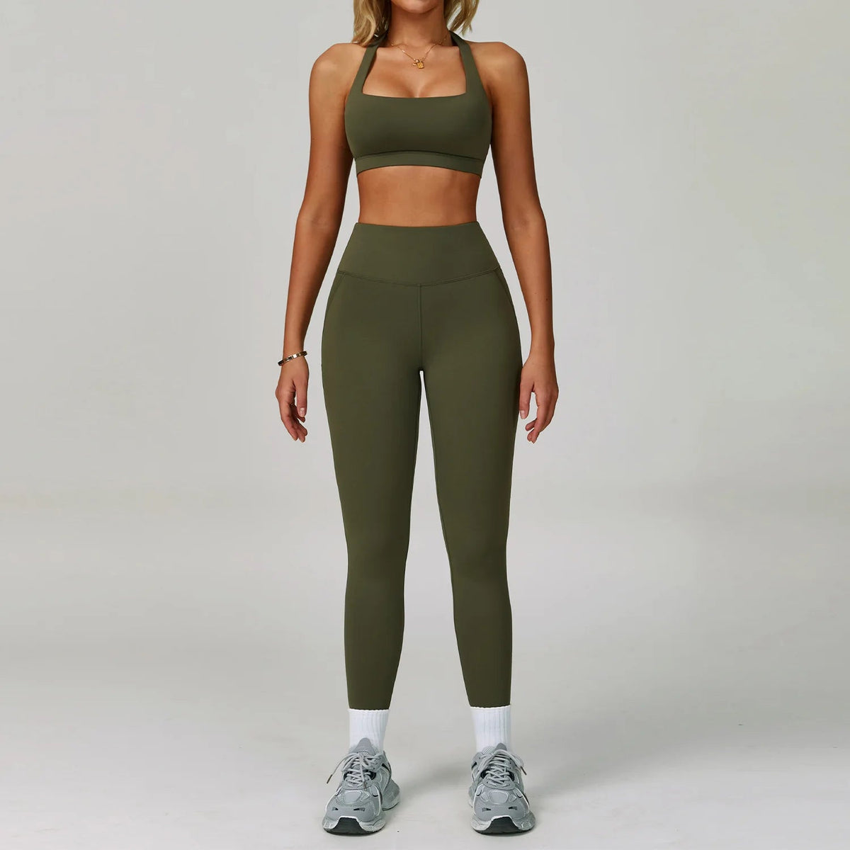 SaneShoppe-Women's Yoga Gym Set - Sports Bra & High Waist Leggings - Fitness Workout Outfit