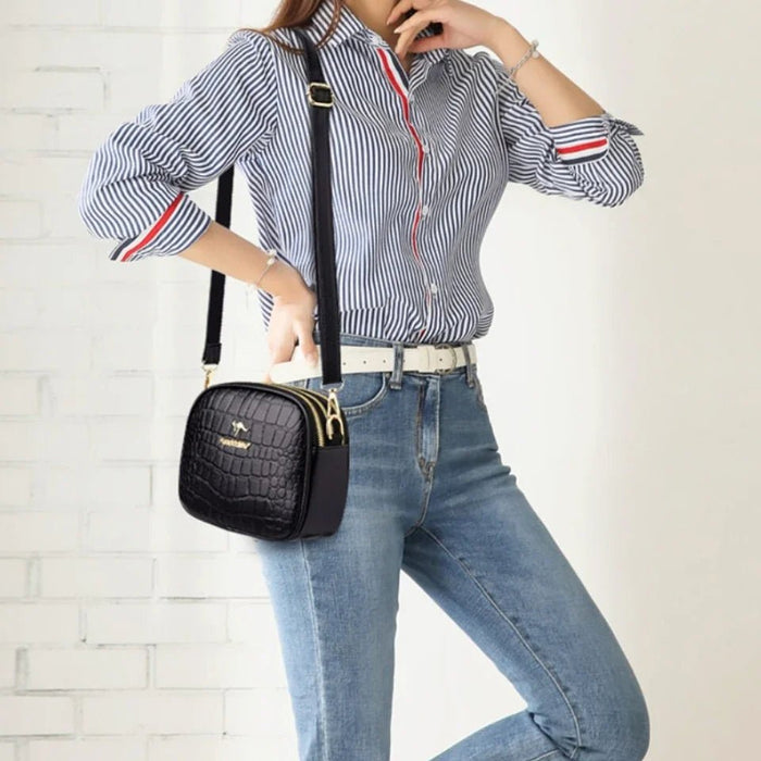 SaneShoppe-Luxury Crocodile PU Leather Women's CrossBody Bag with Zipper Pockets