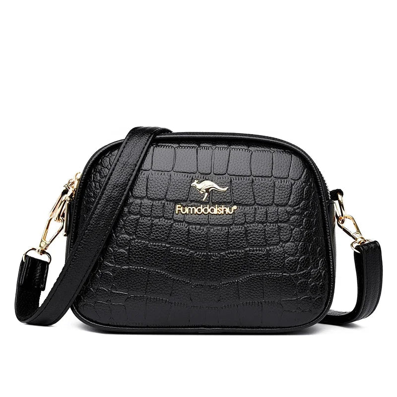 SaneShoppe-Luxury Crocodile PU Leather Women's CrossBody Bag with Zipper Pockets