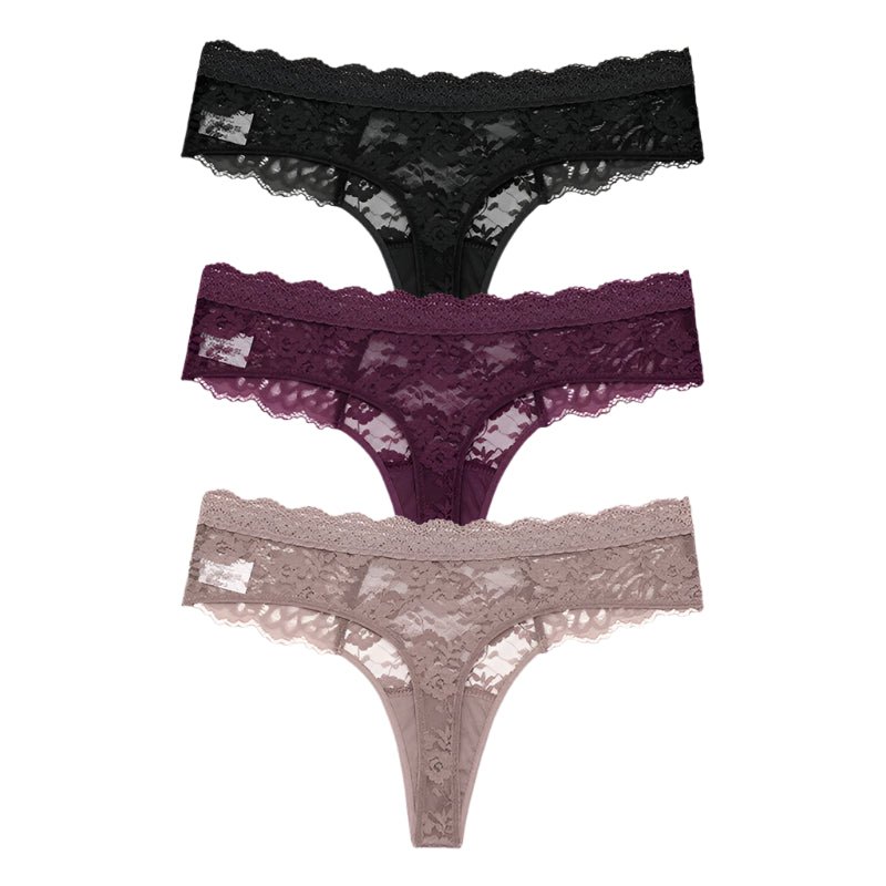 SaneShoppe 3 PCS / Set S - XL Women Sexy Panties G - string Lace Lingerie Bikini