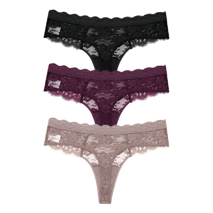 SaneShoppe 3 PCS / Set S - XL Women Sexy Panties G - string Lace Lingerie Bikini