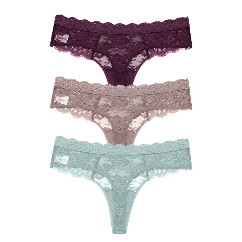SaneShoppe - 3 PCS / Set S - XL Women Sexy Panties G - string Lace Lingerie Bikini