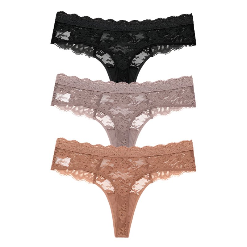 SaneShoppe - 3 PCS / Set S - XL Women Sexy Panties G - string Lace Lingerie Bikini