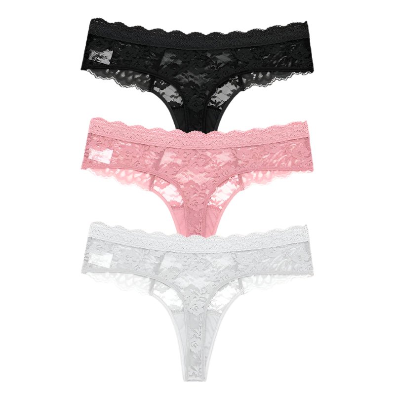 SaneShoppe 3 PCS / Set S - XL Women Sexy Panties G - string Lace Lingerie Bikini