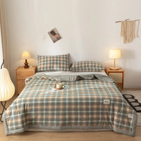 SaneShoppe-Quilted Cotton Summer Duvet - Soft Plaid Comforter for Single, Twin, Queen Size